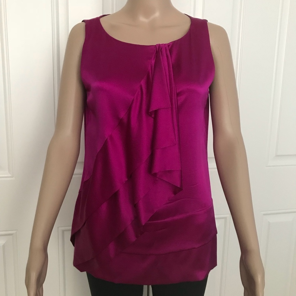 DVF Caboney fuschia Hot Pink silk ruffled top 4